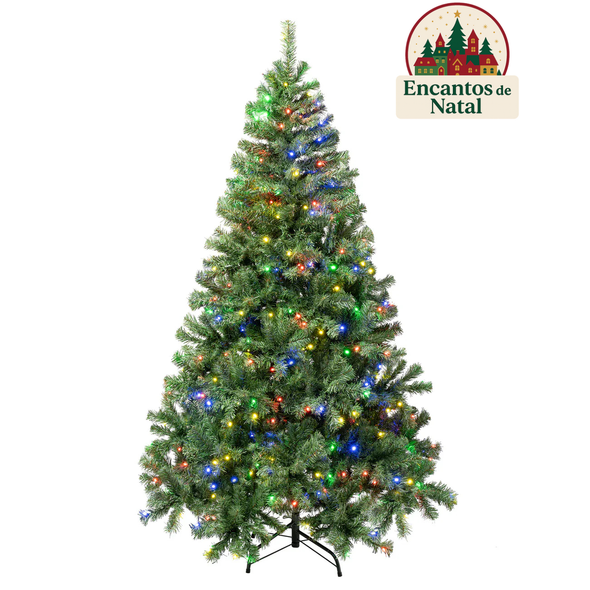 Árvore de Natal Highland Pine com Galhos Articulados, Suporte Metálico e Micro LEDs Coloridos Integrados