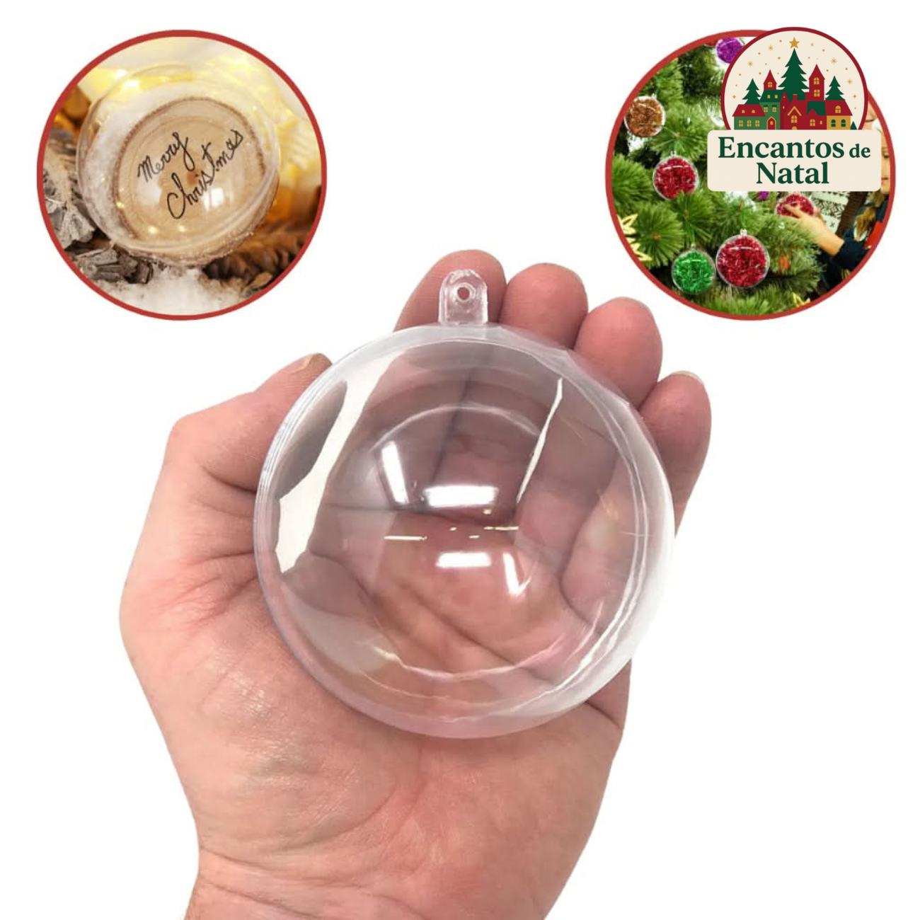 30 Bolas de Natal Esfera Acrílica 6,5cm — Perfeitas para Fotos e Lembrancinhas!
