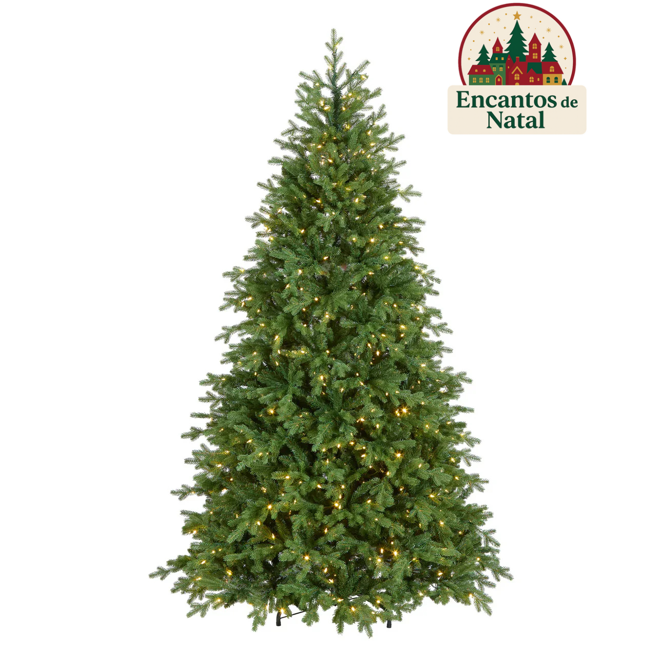 Árvore de Natal Classic Fraser Verde com Galhos Articulados, Base Metálica e Luzes LED Integradas