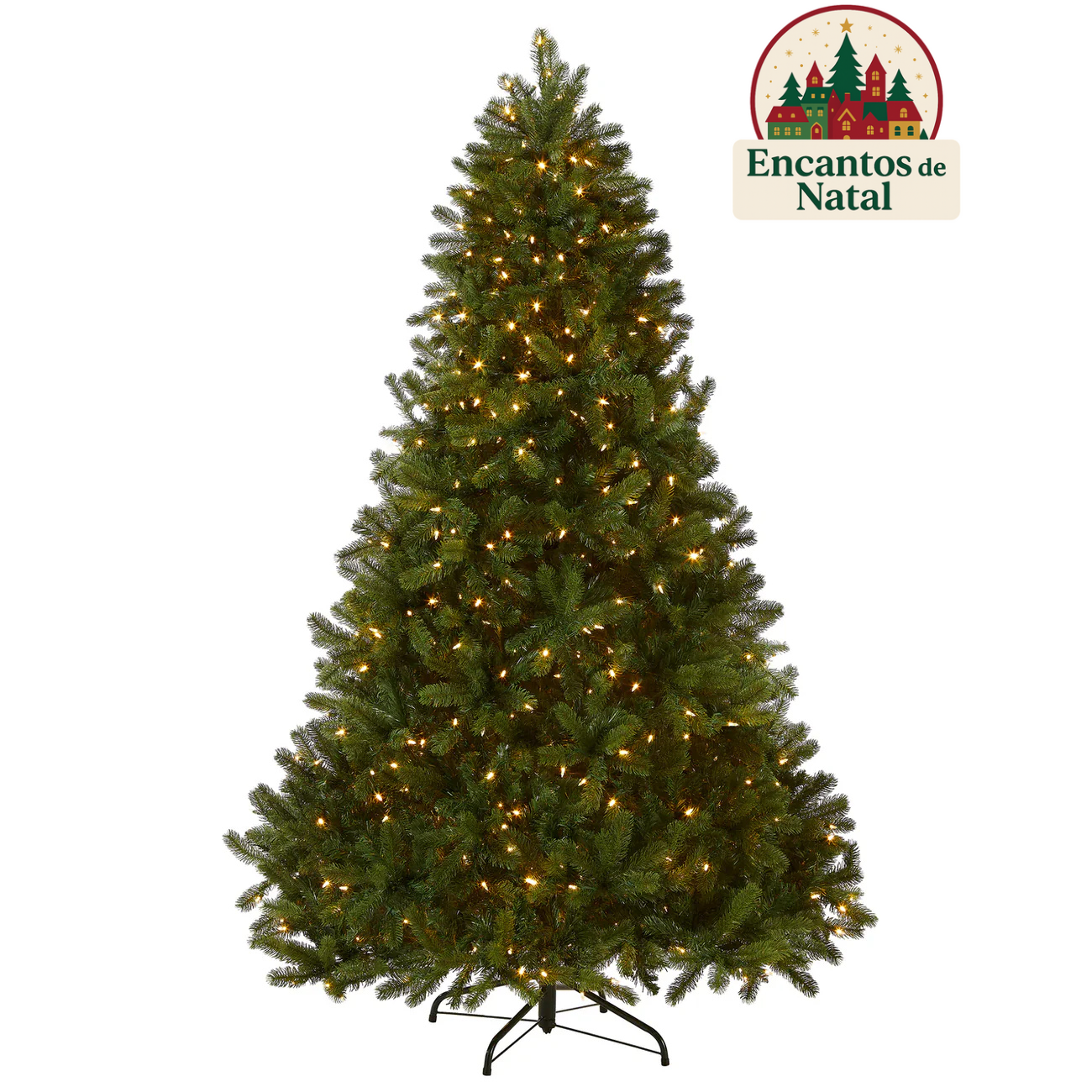 Árvore de Natal Northern Fir Deluxe com Luzes LED Embutidas, Galhos Articulados e Suporte Metálico