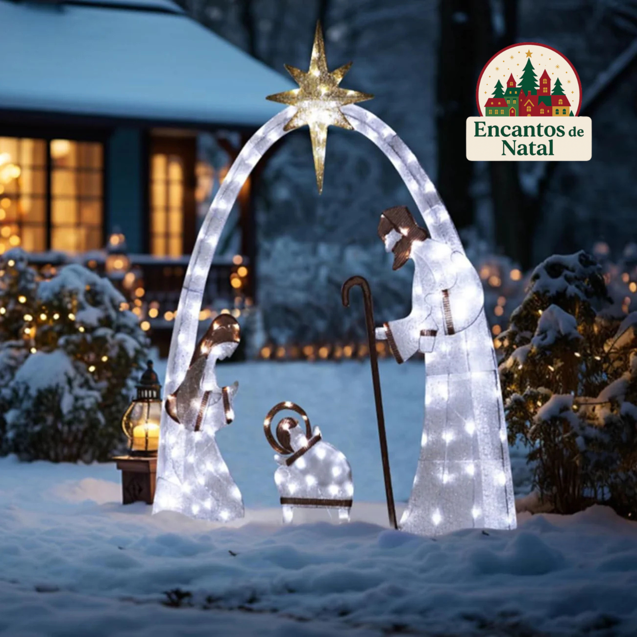 Presépio Natalino Iluminado 1,52 m – Decoração de Natal com Luzes LED