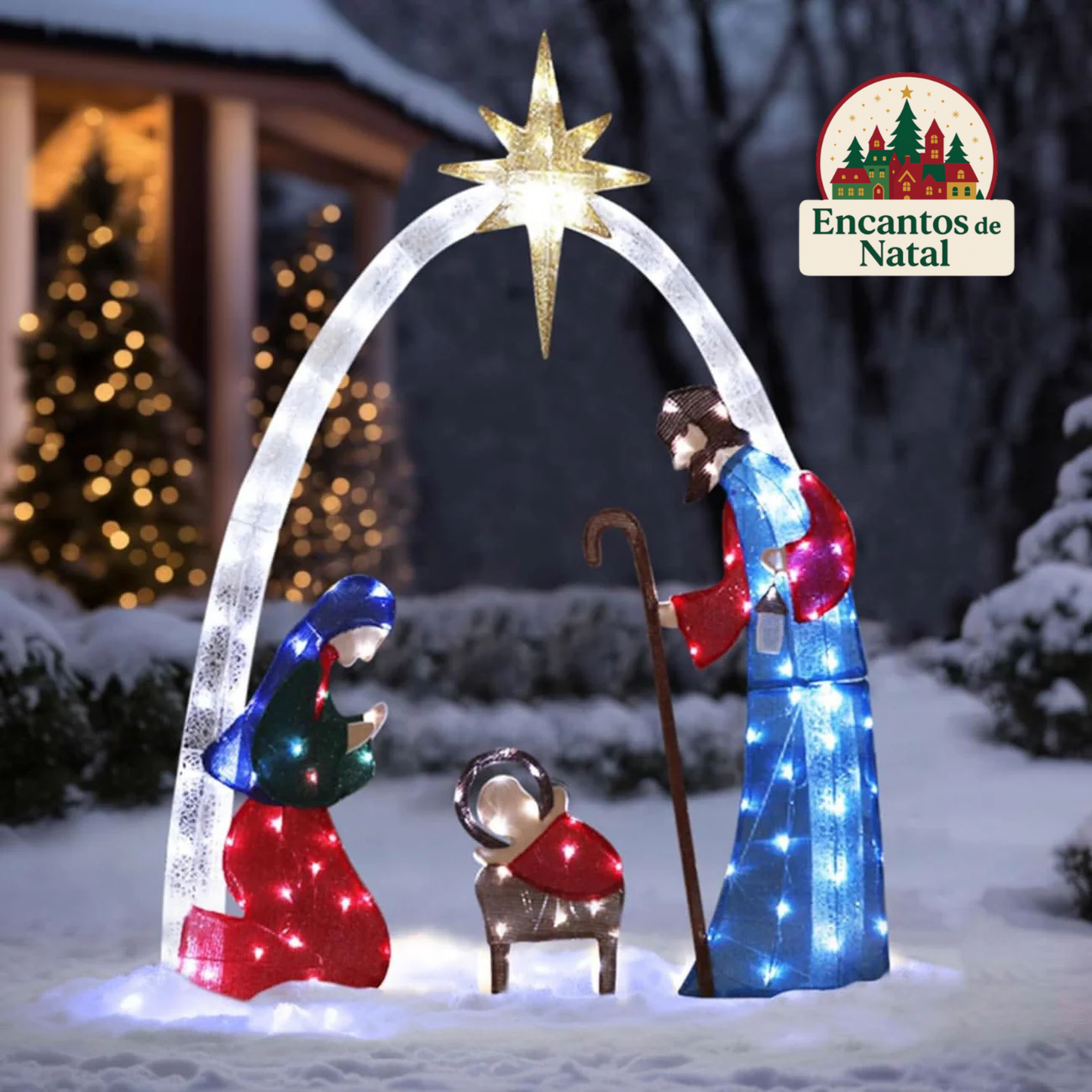 Presépio Natalino Iluminado 1,52 m – Decoração de Natal com Luzes LED