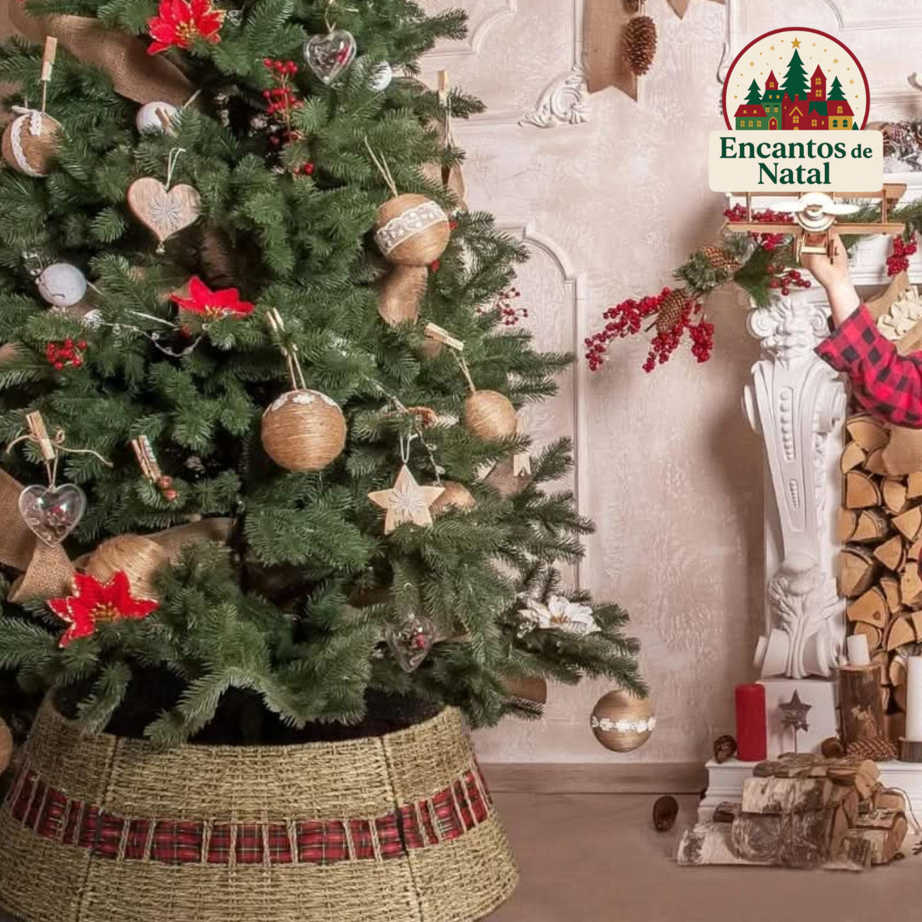 Saia Árvore de Natal Base Rigida Xadrez 60x40x20cm