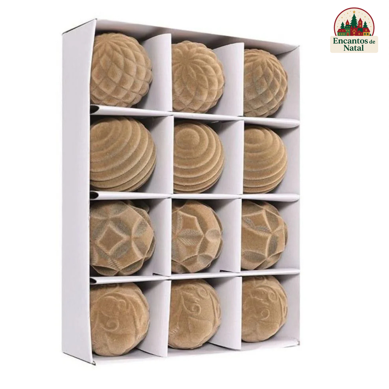 12 Bolas de Natal 6cm Plásticas com Acabamento em Veludo – Toque de Elegância na Sua Decoração