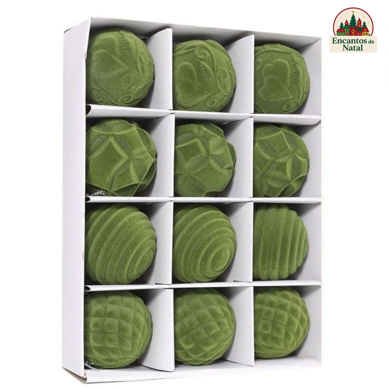 12 Bolas de Natal 6cm Plásticas com Acabamento em Veludo – Toque de Elegância na Sua Decoração