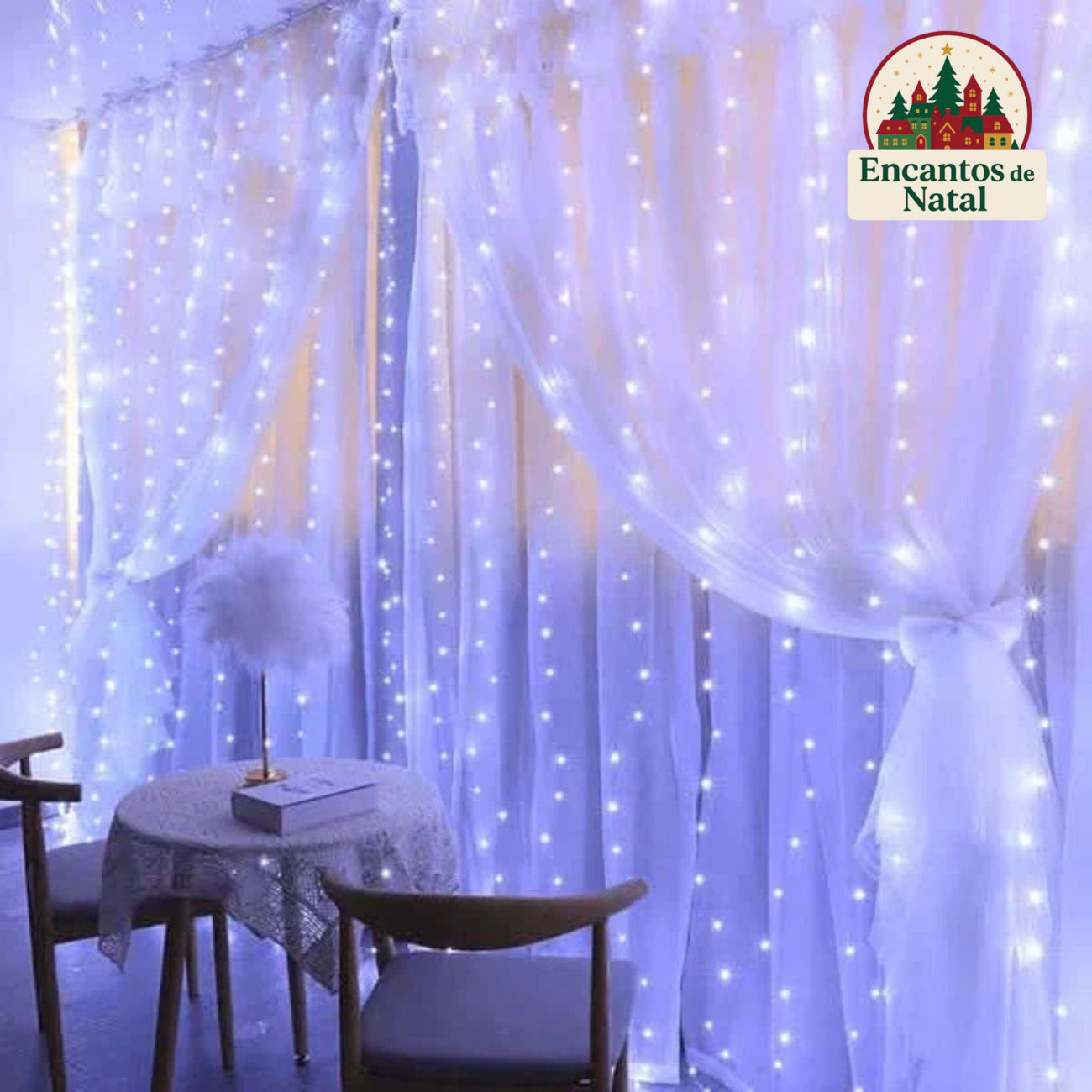 Cortina de LED com 300 Luzes e 8 Modos para o Natal – Transforme Seu Lar em um Espetáculo de Luz e Magi