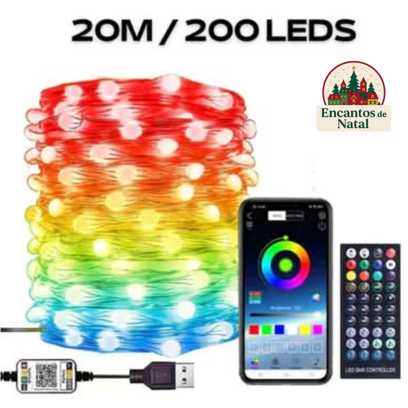 Pisca Pisca Led Smart Natalino - Controle Via Celular com 16 Milhões de Cores