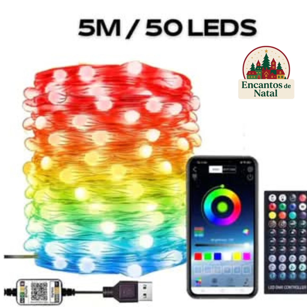 Pisca Pisca Led Smart Natalino - Controle Via Celular com 16 Milhões de Cores