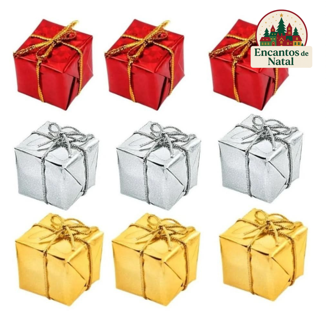 Kit 125 Enfeites de Natal com Bolinhas, Pendentes e Pisca-Pisca LED para Decoração de Árvore