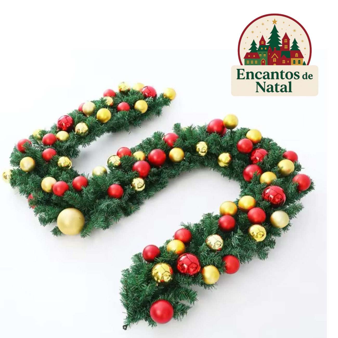 Festão de Natal Decorativo – Toque Clássico e Brilhante para Sua Decoração Natalina