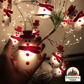 10 Luzes de Corda de Boneco de Neve LED – Iluminação Natalina