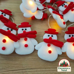 10 Luzes de Corda de Boneco de Neve LED – Iluminação Natalina