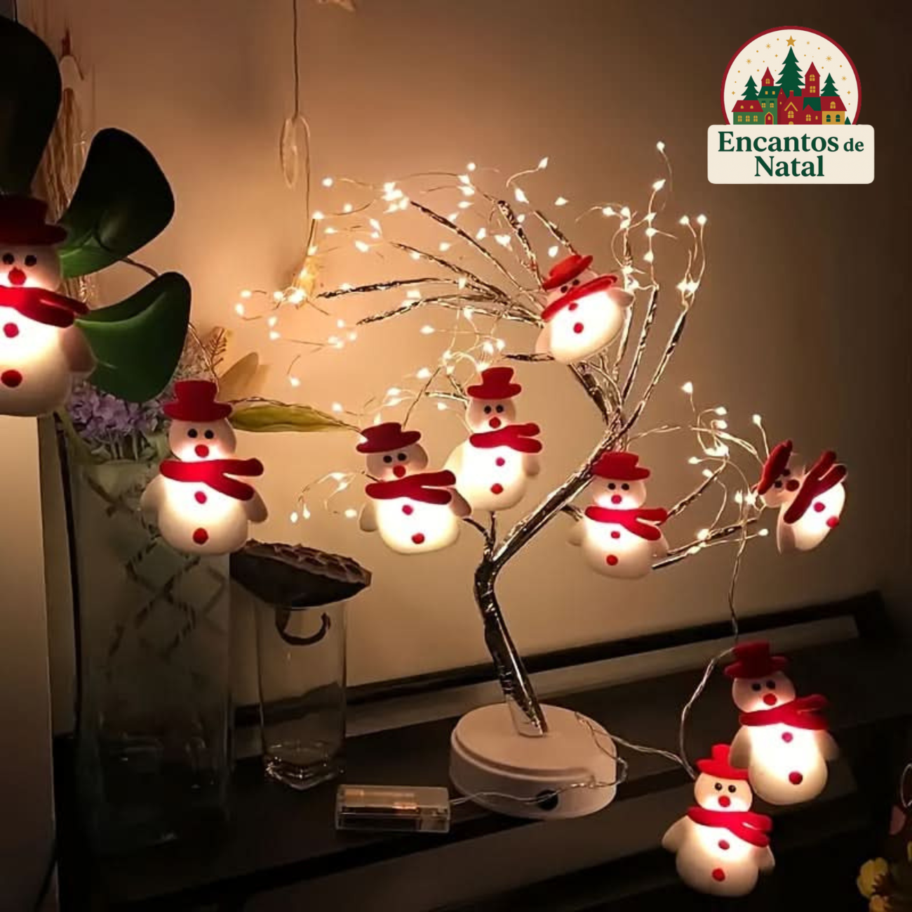 10 Luzes de Corda de Boneco de Neve LED – Iluminação Natalina