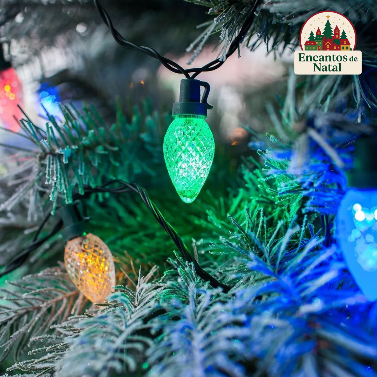 Conjunto de 60 Luzes de Natal Pinha C7 Multicoloridas – Traga Cor, Brilho e Tradição para Sua Decoração