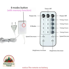 Cortina de Luzes de Fadas LED com Controle Remoto para Natal – Ilumine Sua Decoração com Magia e Encanto