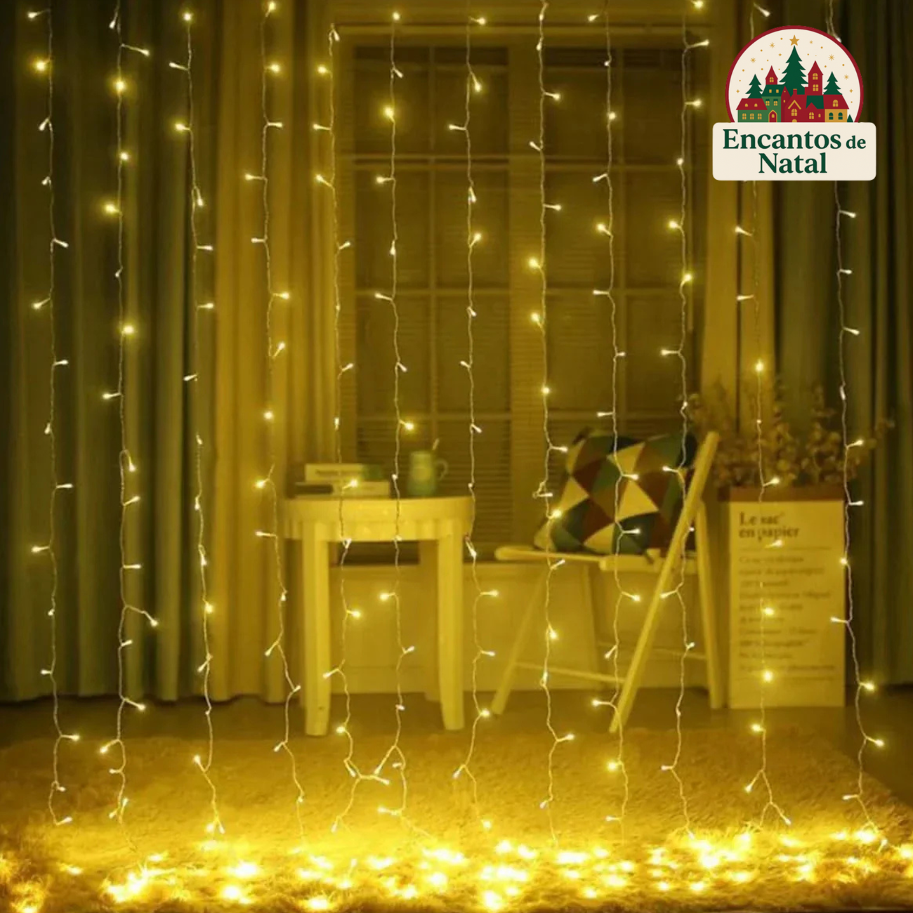 Cortina de Luzes de Fadas LED com Controle Remoto para Natal – Ilumine Sua Decoração com Magia e Encanto
