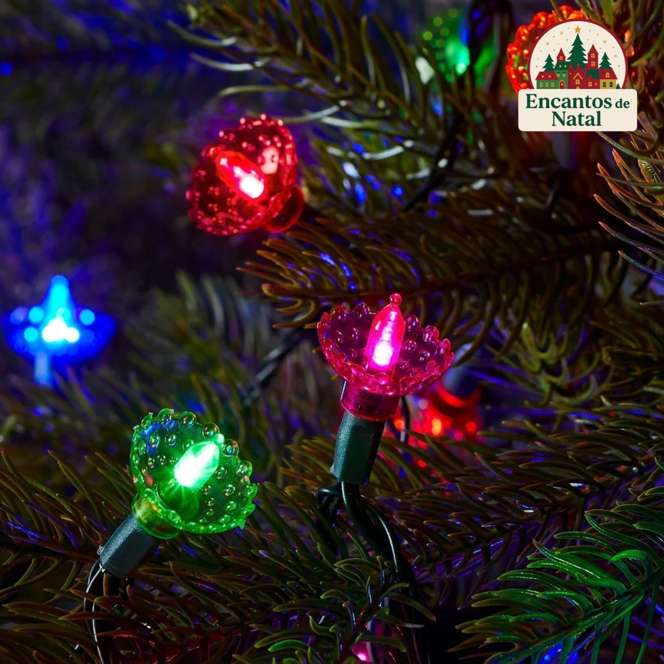 150 Luzes de Natal Tradicionais LED Multicoloridas Encantadas – 15 Metros