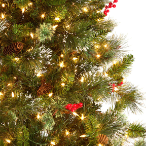 Árvore de Natal Alpine European com Galhos Articulados, Suporte Metálico e Micro LEDs Embutidos