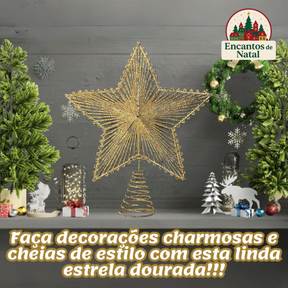 Estrela de Natal 24cm Aramada com Glitter – Topo de Árvore Brilhante Metalizado
