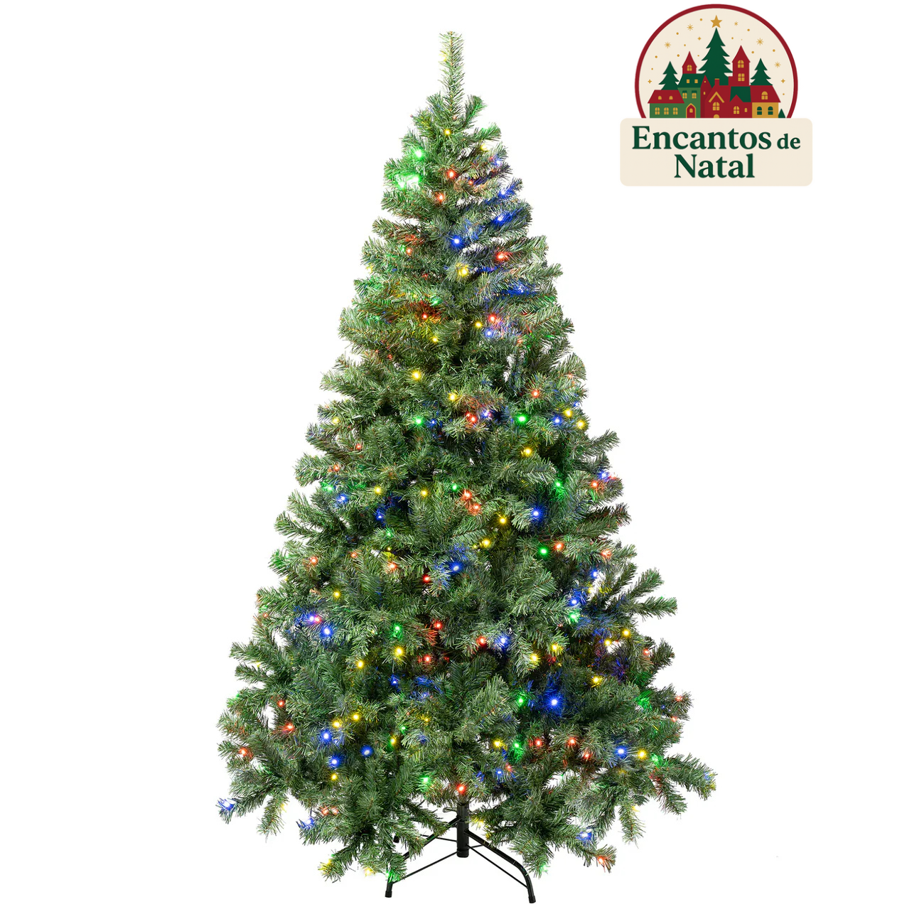 Árvore de Natal Highland Pine com Galhos Articulados, Suporte Metálico e Micro LEDs Coloridos Integrados