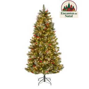 Árvore de Natal Alpine European com Galhos Articulados, Suporte Metálico e Micro LEDs Embutidos