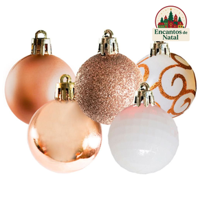 40 Bolas de Natal 5cm Sortidas Master Christmas Vermelha/Rosé – Brilho, Elegância e Tradição!