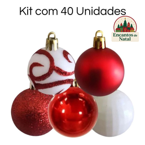 40 Bolas de Natal 5cm Sortidas Master Christmas Vermelha/Rosé – Brilho, Elegância e Tradição!