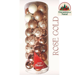 40 Bolas de Natal 5cm Sortidas Master Christmas Vermelha/Rosé – Brilho, Elegância e Tradição!