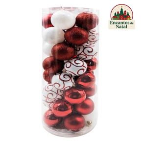40 Bolas de Natal 5cm Sortidas Master Christmas Vermelha/Rosé – Brilho, Elegância e Tradição!