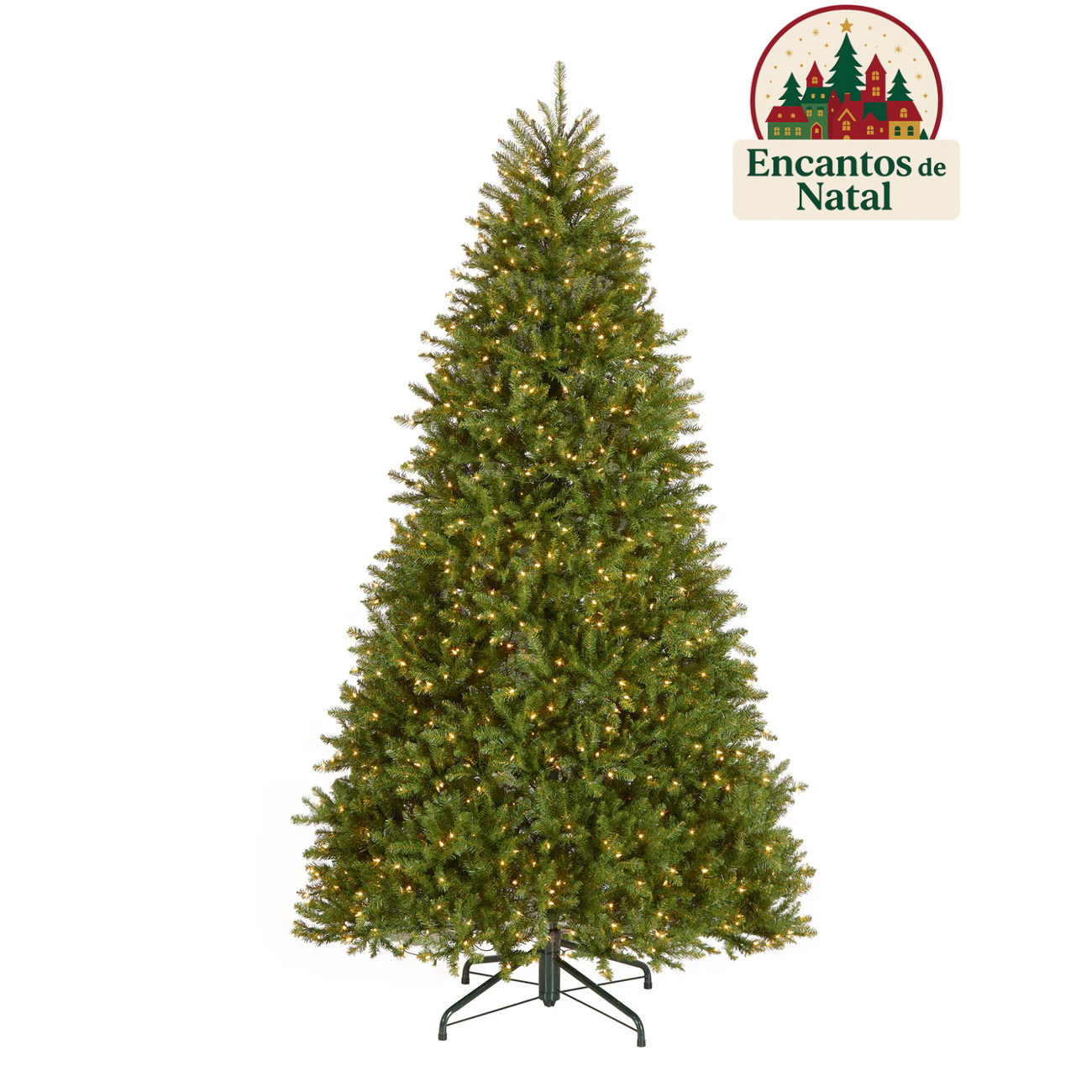 Árvore de Natal Verde Monterey Pine com Galhos Longos, Suporte Metálico e Micro LEDs Coloridos Embutidos