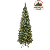 Árvore de Natal Alpine Glow Slim com Galhos Articulados, Base Metálica e Micro LEDs Integrados