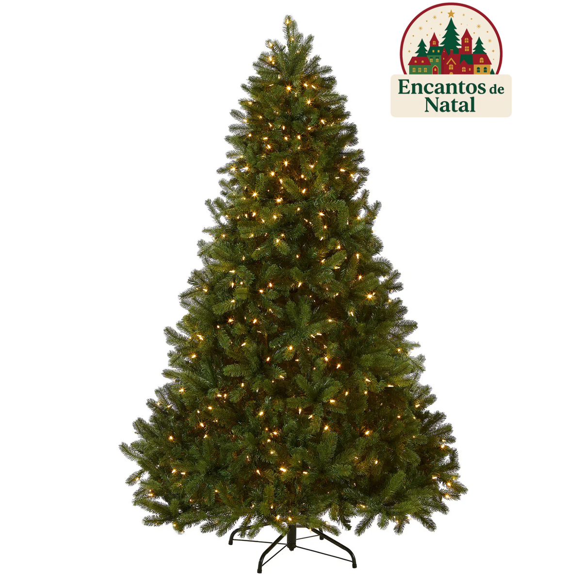 Árvore de Natal Northern Fir Deluxe com Luzes LED Embutidas, Galhos Articulados e Suporte Metálico