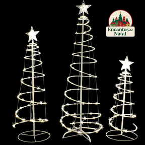 Kit com 3 Árvores de Natal em Espiral com Luzes de LED