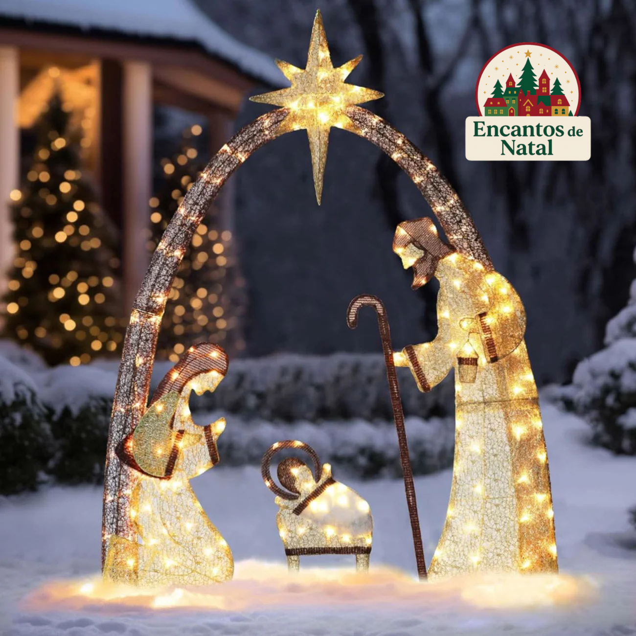 Presépio Natalino Iluminado 1,52 m – Decoração de Natal com Luzes LED