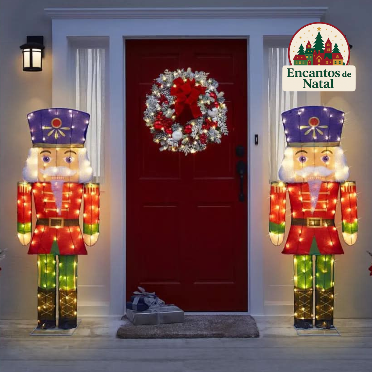 Quebra-Nozes Cintilante 1,52 m com LEDs Brancos Frios – Decoração Natalina Iluminada Interna e Externa