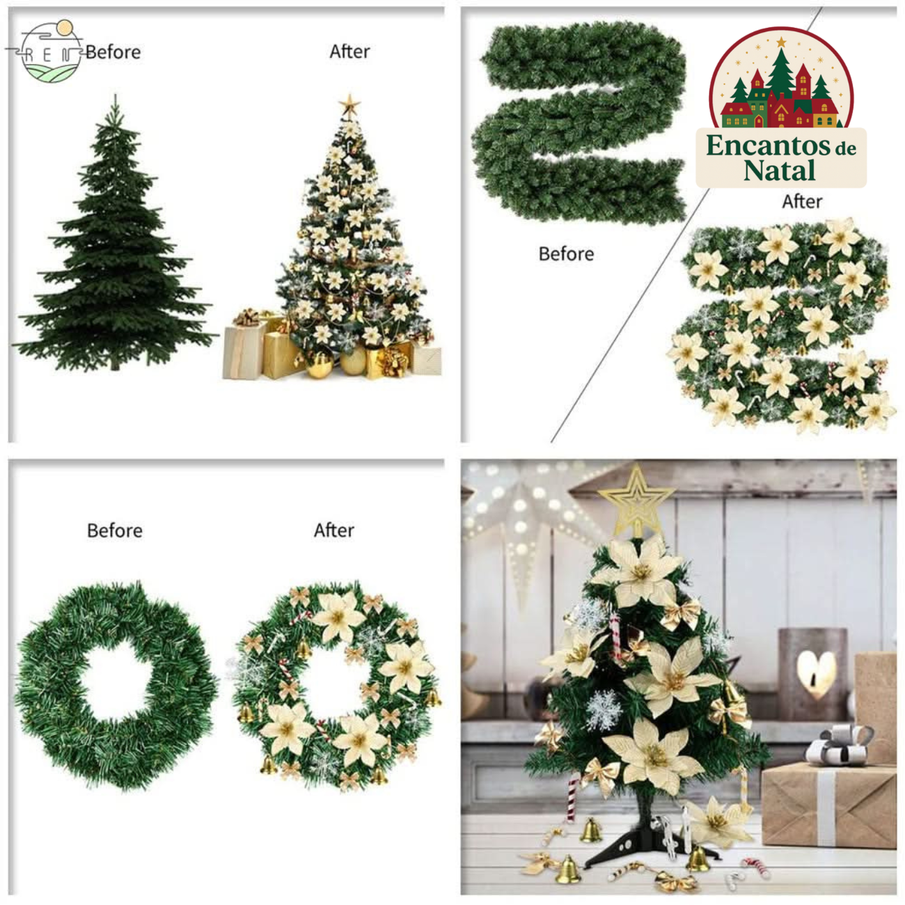 Kit 120 Enfeites de Natal para Árvore – Bolas, Laços, Pinhas e Decorações Natalinas Completas