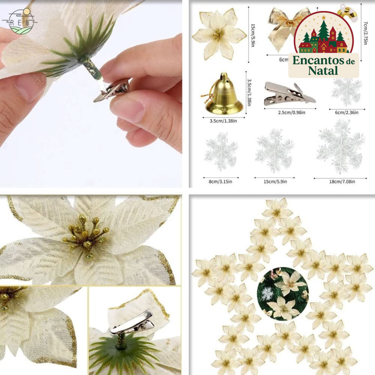 Kit 120 Enfeites de Natal para Árvore – Bolas, Laços, Pinhas e Decorações Natalinas Completas