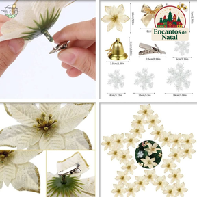 Kit 120 Enfeites de Natal para Árvore – Bolas, Laços, Pinhas e Decorações Natalinas Completas