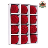 12 Bolas de Natal 6cm Plásticas com Acabamento em Veludo – Toque de Elegância na Sua Decoração