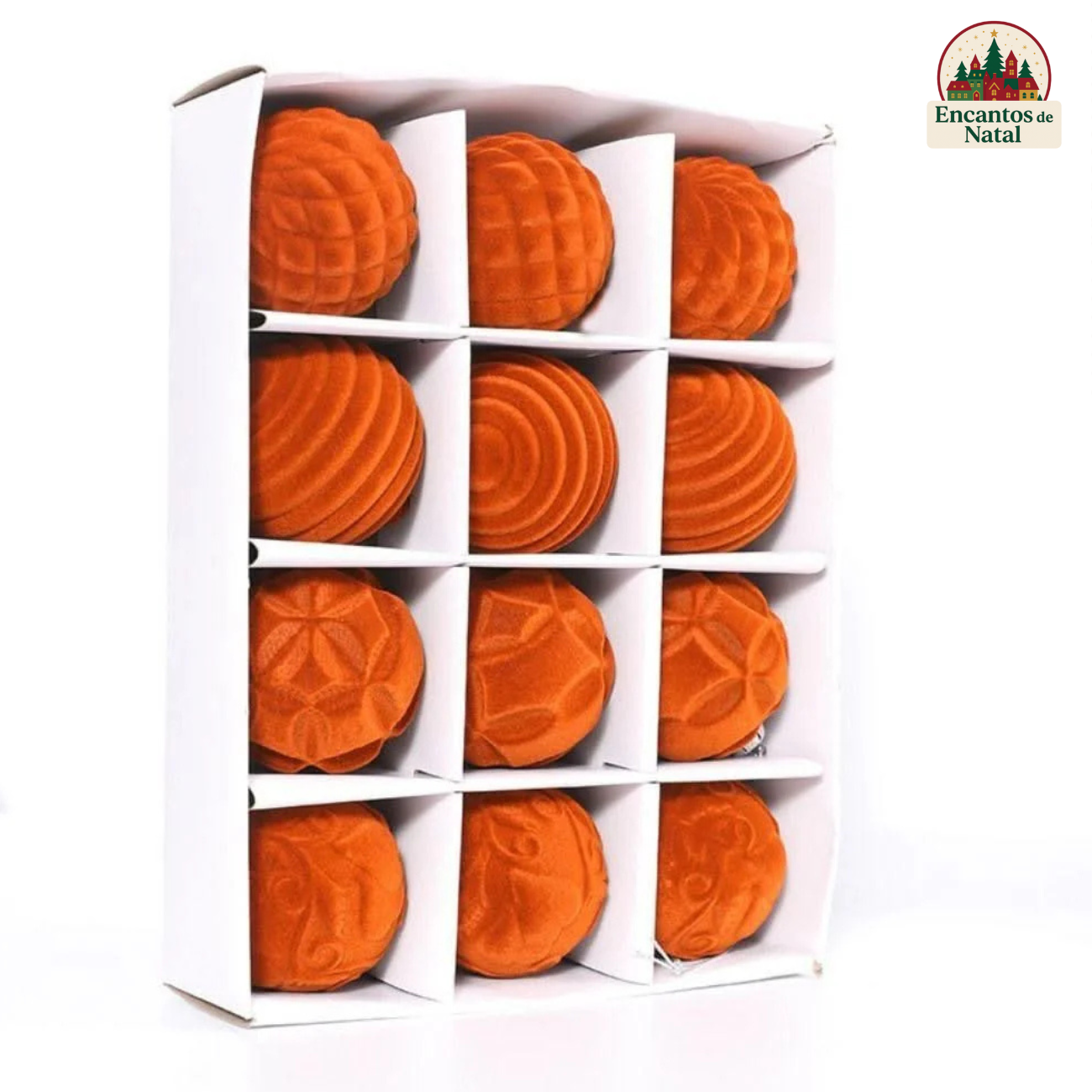 12 Bolas de Natal 6cm Plásticas com Acabamento em Veludo – Toque de Elegância na Sua Decoração