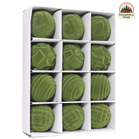 12 Bolas de Natal 6cm Plásticas com Acabamento em Veludo – Toque de Elegância na Sua Decoração