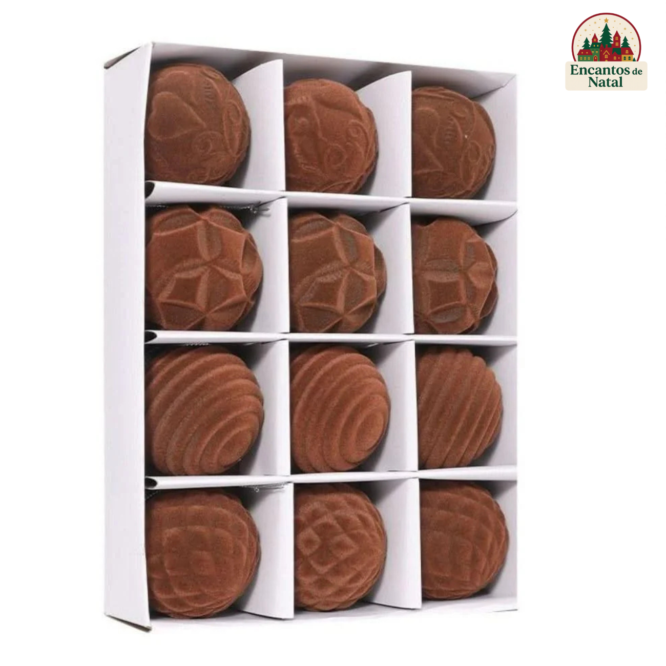 12 Bolas de Natal 6cm Plásticas com Acabamento em Veludo – Toque de Elegância na Sua Decoração