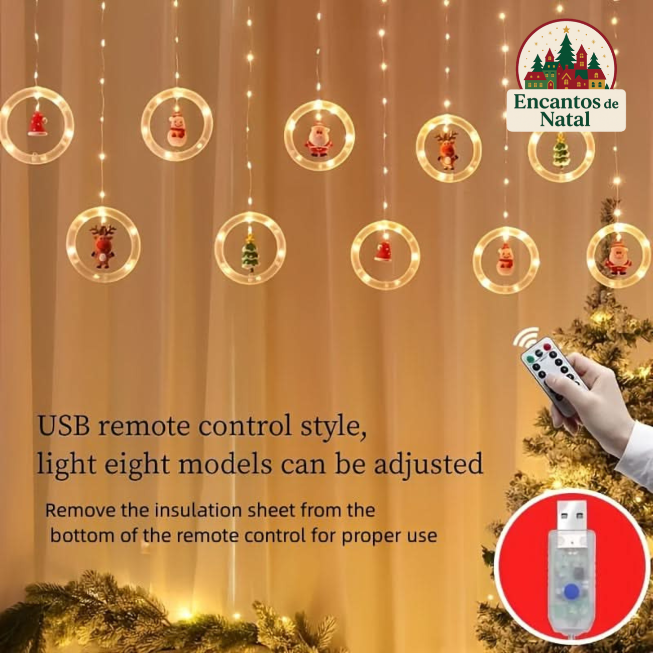 Luz de Natal LED Colorida do Papai Noel para Janela com USB – Iluminação Natalina Divertida e Encantadora
