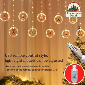 Luz de Natal LED Colorida do Papai Noel para Janela com USB – Iluminação Natalina Divertida e Encantadora