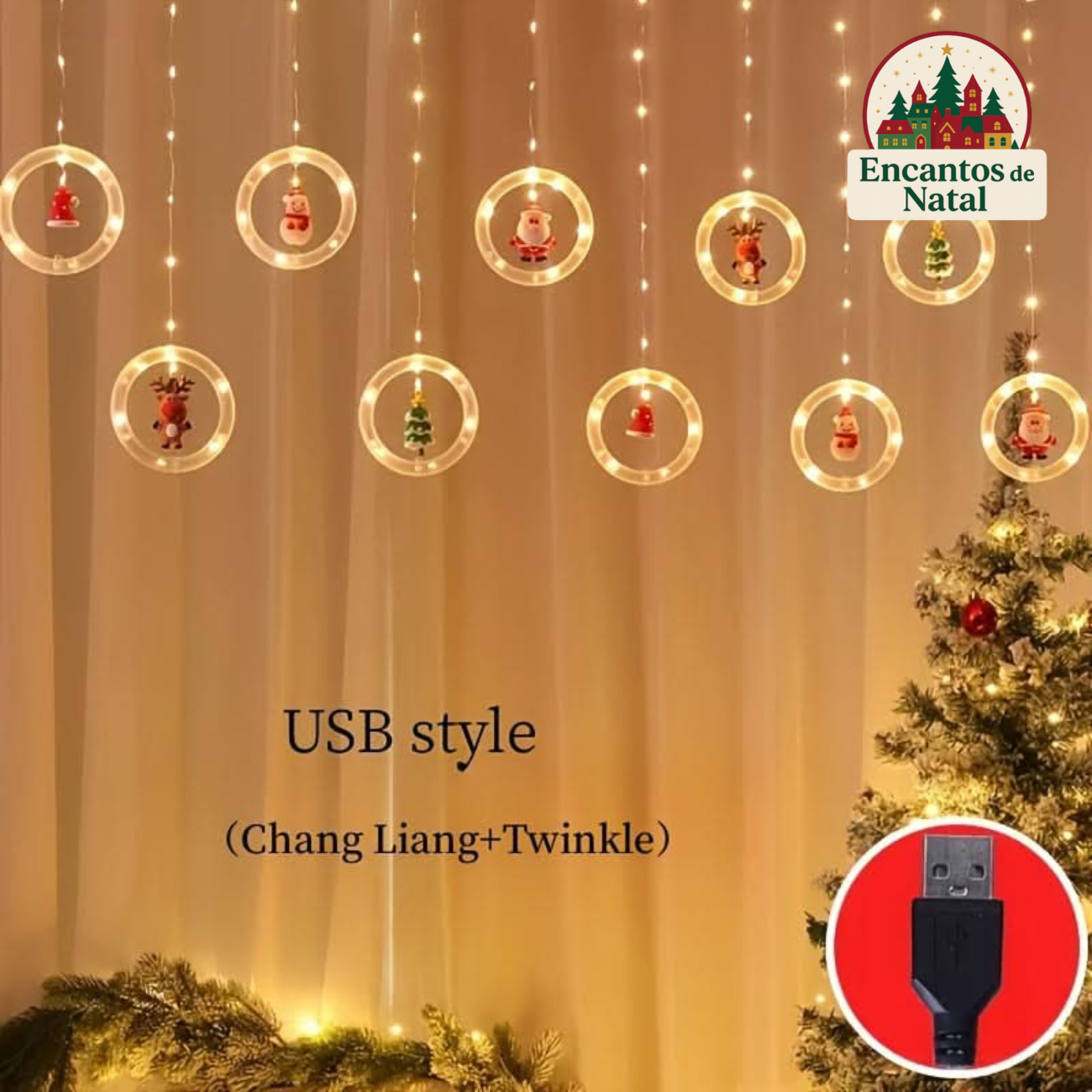 Luz de Natal LED Colorida do Papai Noel para Janela com USB – Iluminação Natalina Divertida e Encantadora