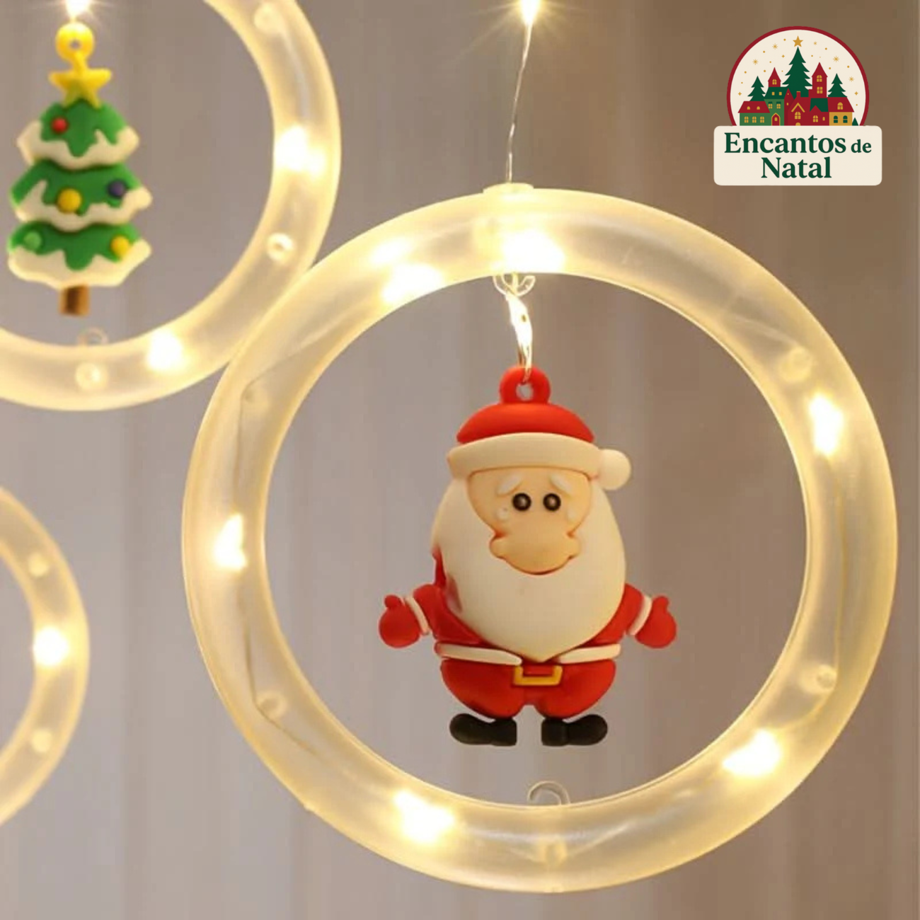 Luz de Natal LED Colorida do Papai Noel para Janela com USB – Iluminação Natalina Divertida e Encantadora