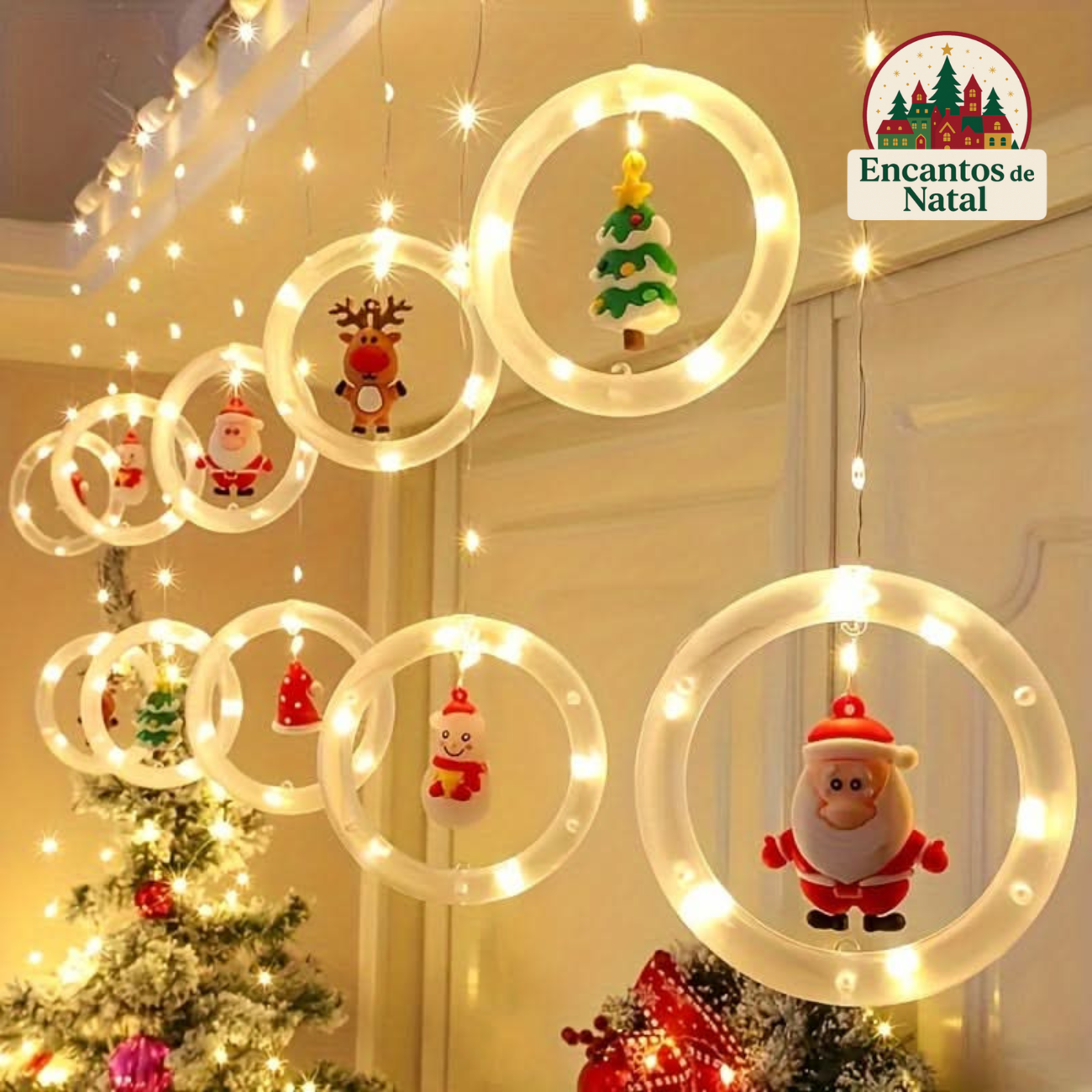 Luz de Natal LED Colorida do Papai Noel para Janela com USB – Iluminação Natalina Divertida e Encantadora