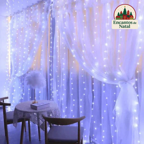 Cortina de LED com 300 Luzes e 8 Modos para o Natal – Transforme Seu Lar em um Espetáculo de Luz e Magi