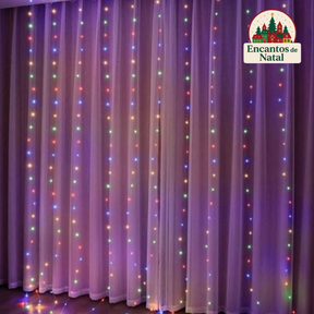 Cortina de LED com 300 Luzes e 8 Modos para o Natal – Transforme Seu Lar em um Espetáculo de Luz e Magi