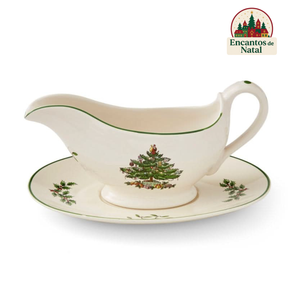 Conjunto Chaleira + Pire com Estampa de Árvore de Natal – Perfeito para o Fim de Ano